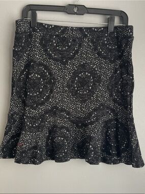 Desigual Black and White Patterned Flared Skirt